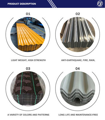 RAL ASTM SGCC Z60 0,2 mm 0,3 mm κυματοειδή PPGI χρωματικά επικαλυμμένα οροφικά πάνελ για ανθεκτικές και μακροχρόνιες λύσεις οροφής